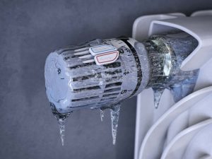 The frozen dial on a broken radiator
